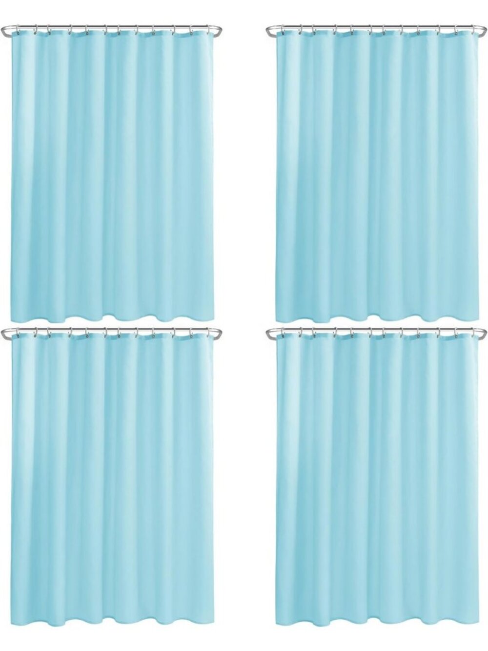 2 Pack Fabric Shower Curtain Liners with Magnets, 70x72 Inch, Waterproof White